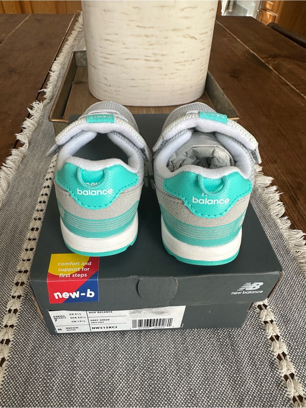 New Balance Kids' 515 Grey & Teal Casual Sneakers - Picture 7 of 7
